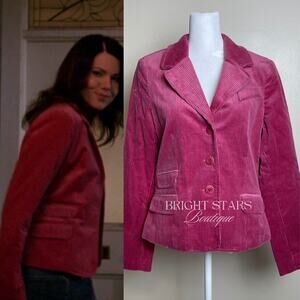 Rare Pink Corduroy Blazer Jacket ASO Lorelai Gilmore Girls Bright Colorful